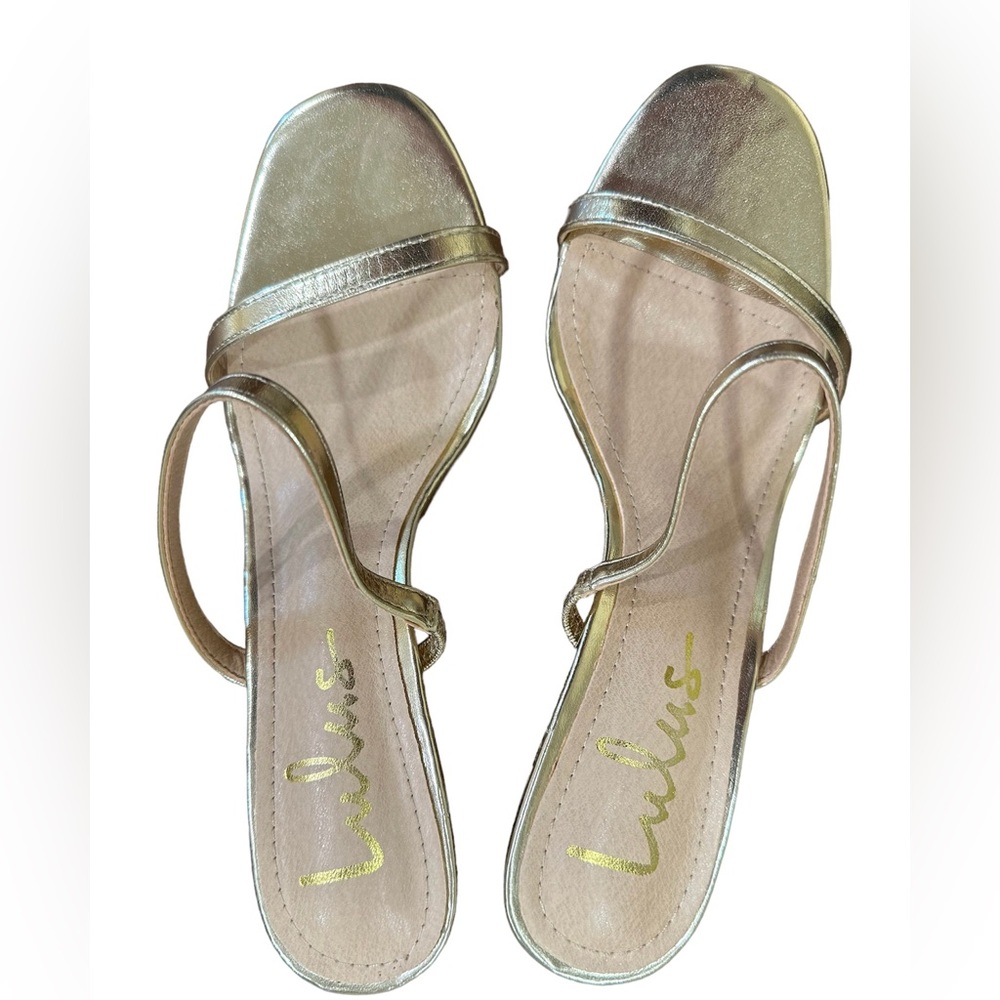 Women’s Lulu’s Gold Block Stappy Heel Size 6.5